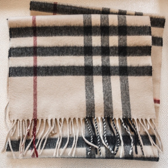 Burberry | Classic Check Cashmere Scarf | Stone - Picture 7 of 7